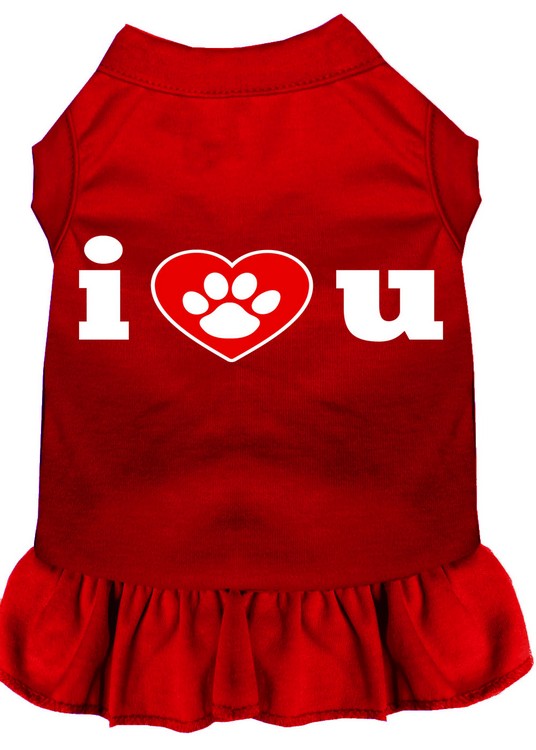 I Heart You Screen Print Dress Red XS